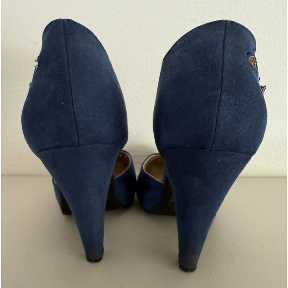 ModCloth Graham Street Heels Size 7.5 Blue Suede T-Strap Retro Vintage Style - Picture 4 of 9